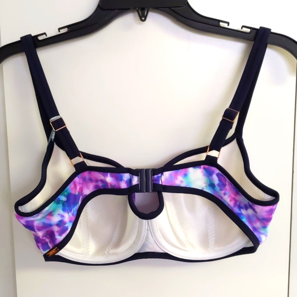 Panache underwire, bra size bikini top. Multi color tie dye print. Multiple size - Picture 2 of 6